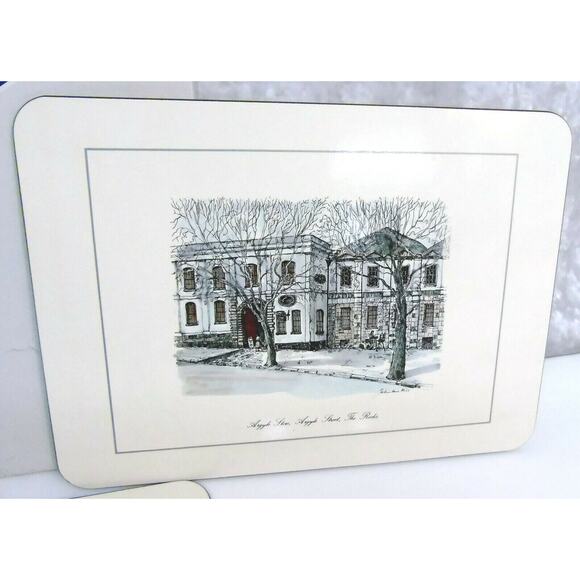 Jason Hard Placemats Set 6 Bay Rocks Lighthouse Sydney Castles Cork Back Box Vtg - Picture 6 of 9